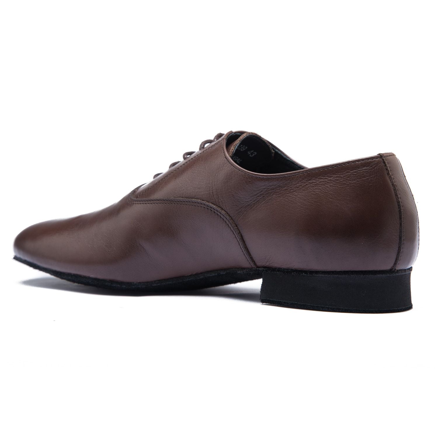 Brauner Rumpf 2156 Miguel Tanzschuh mit Chromledersohle und schwarzer Sohle, Seitenansicht.